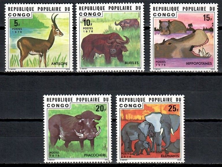 Znaczek Kongo 1976 Mi 539-543 Czyste **