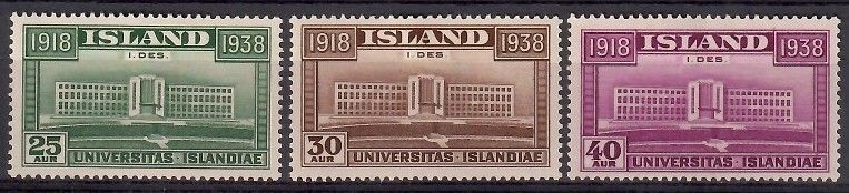 Znaczek Islandia 1938 Mi 200-202 Z podlepką *