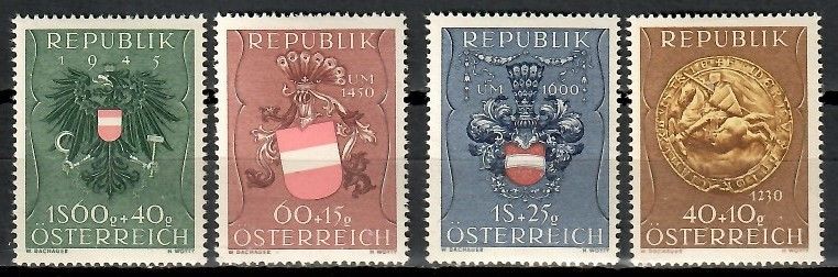 Znaczek Austria 1949 Mi 937-940 Z podlepką *