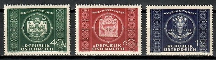 Znaczek Austria 1949 Mi 943-945 Z podlepką *