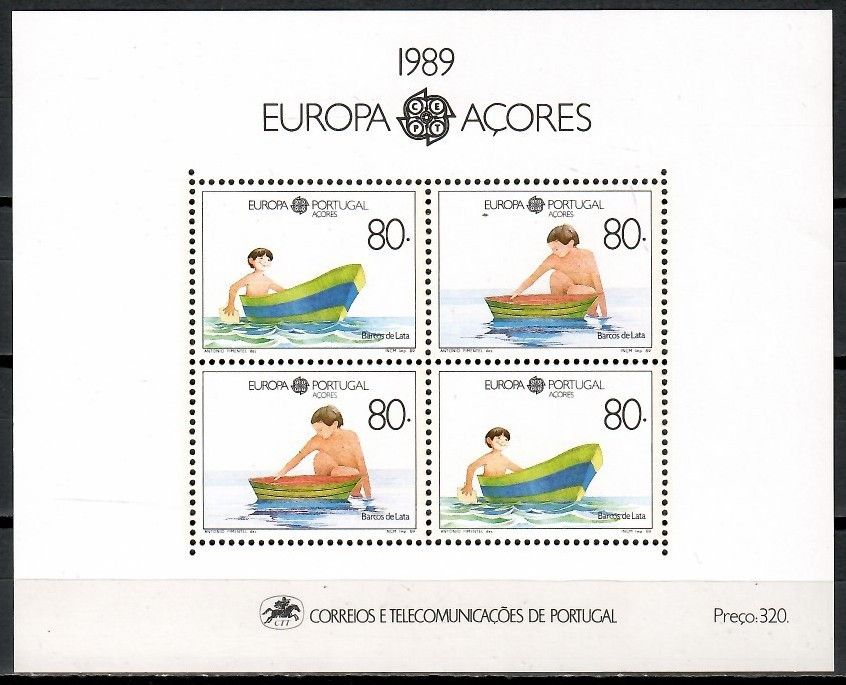 Znaczek Azory 1989 Mi bl 10 Czyste **