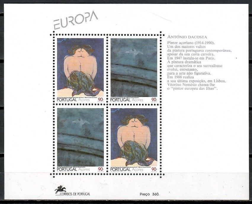 Znaczek Azory 1993 Mi bl 13 Czyste **