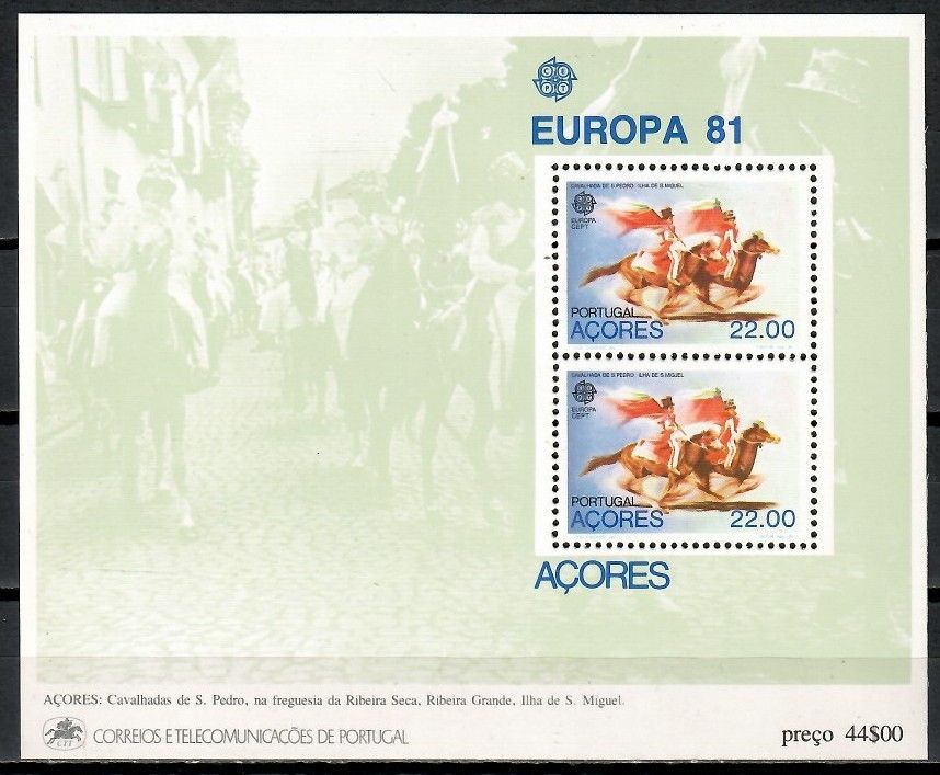 Znaczek Azory 1981 Mi bl 2 Czyste **