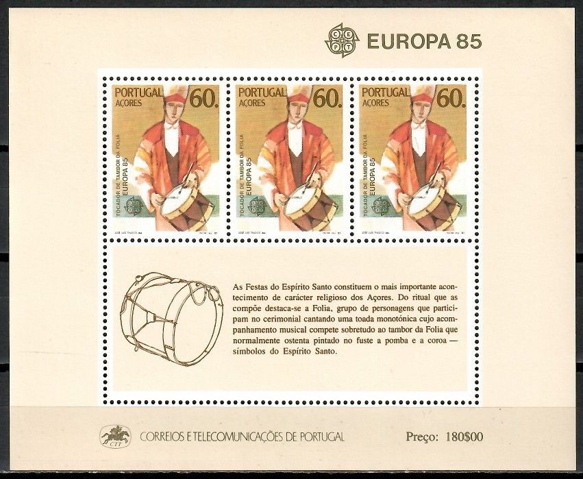 Znaczek Azory 1985 Mi bl 6 Czyste **