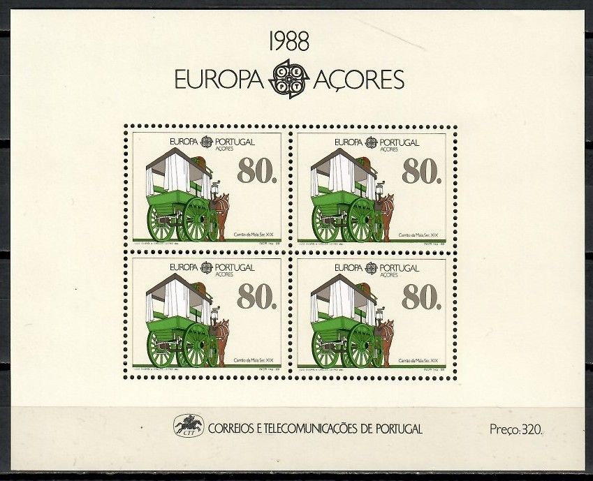 Znaczek Azory 1988 Mi bl 9 Czyste **