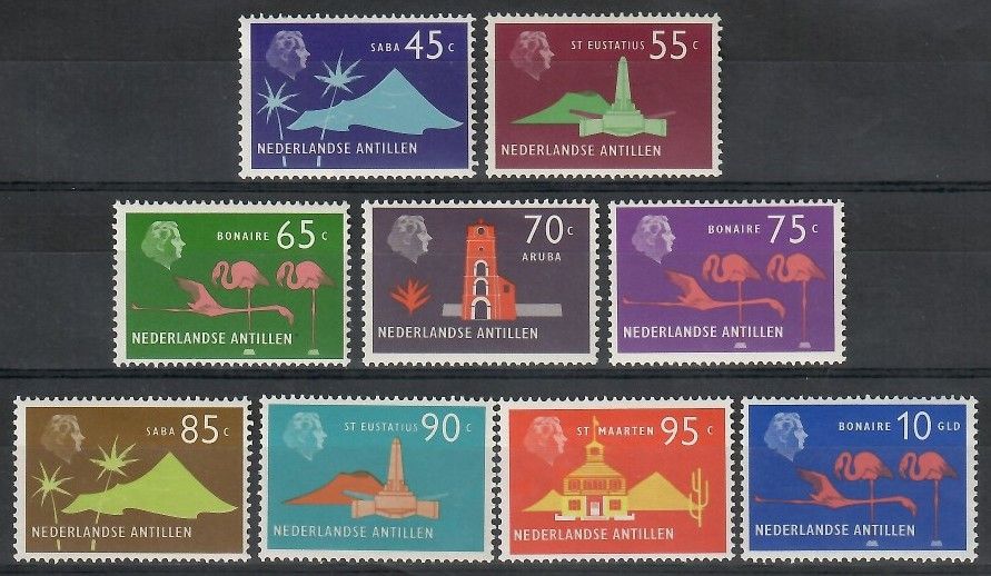 Znaczek Antyle Holenderskie 1973 Mi 254-262 Z podlepką *