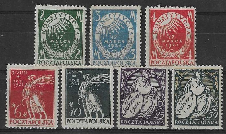 Znaczek Polska 1921 Mi 164-170 Fi 128-134 Bez kleju ( * )