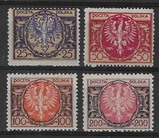 Znaczek Polska 1921 Mi 171-174I Fi 135-138I Bez kleju ( * )