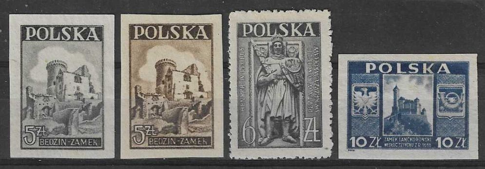 Znaczek Polska 1946 Mi 441a,b-443 Fi 408-410 Bez kleju ( * )