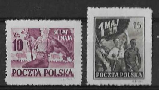 Znaczek Polska 1950 Mi 558-559 Fi 514-515 Bez kleju ( * )