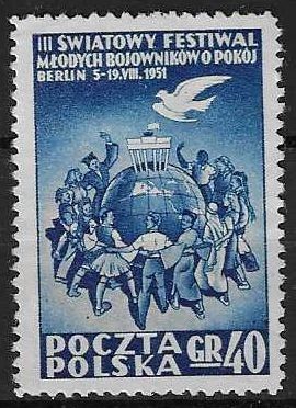 Znaczek Polska 1951 Mi 701 Fi 566 Bez kleju ( * )