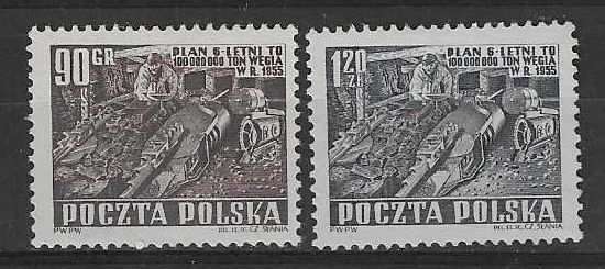 Znaczek Polska 1951 Mi 715-716 Fi 577-578 Bez kleju ( * )