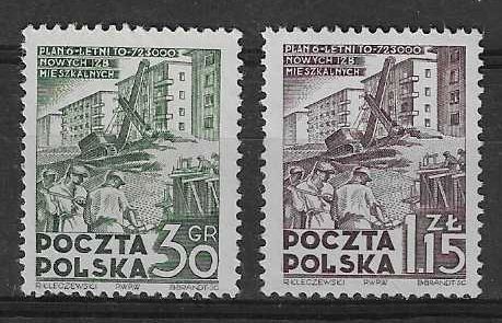 Znaczek Polska 1951 Mi 717-718A Fi 579-580 Bez kleju ( * )