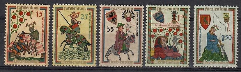 Znaczek Liechtenstein 1961 Mi 406-410 Czyste **