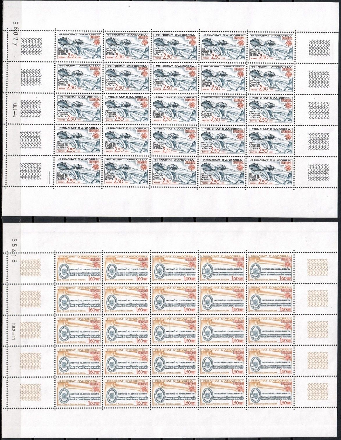 Znaczek Andora (francuska) 1982 Mi ark 321-322 Czyste **