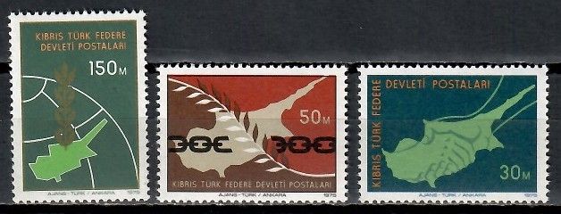 Znaczek Cypr Północny 1975 Mi 20-22 Czyste **
