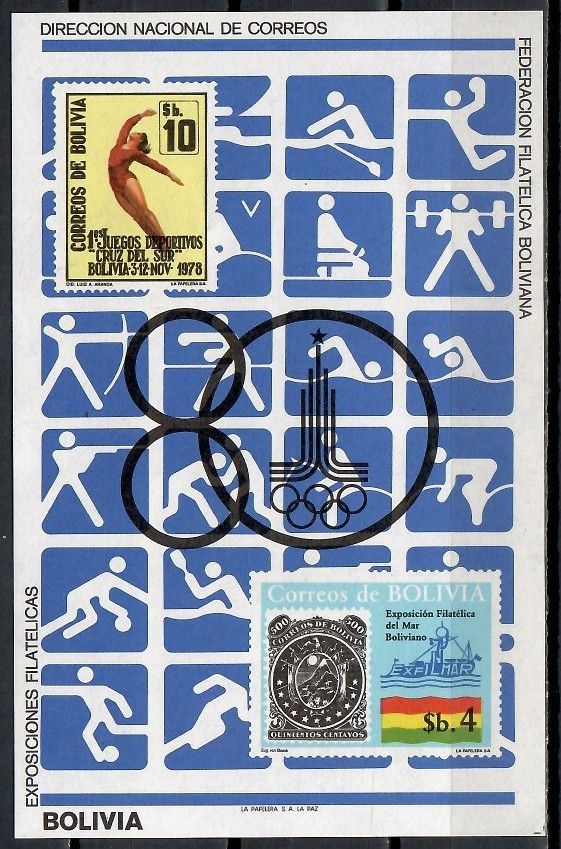 Znaczek Boliwia 1980 Mi bl 100 Czyste **