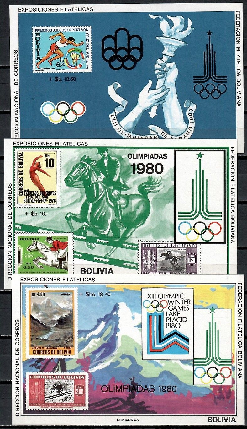 Znaczek Boliwia 1979 Mi bl 87-89 Czyste **