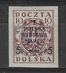 Znaczek Polska 1919 Mi 119B Fi 103A Czyste **
