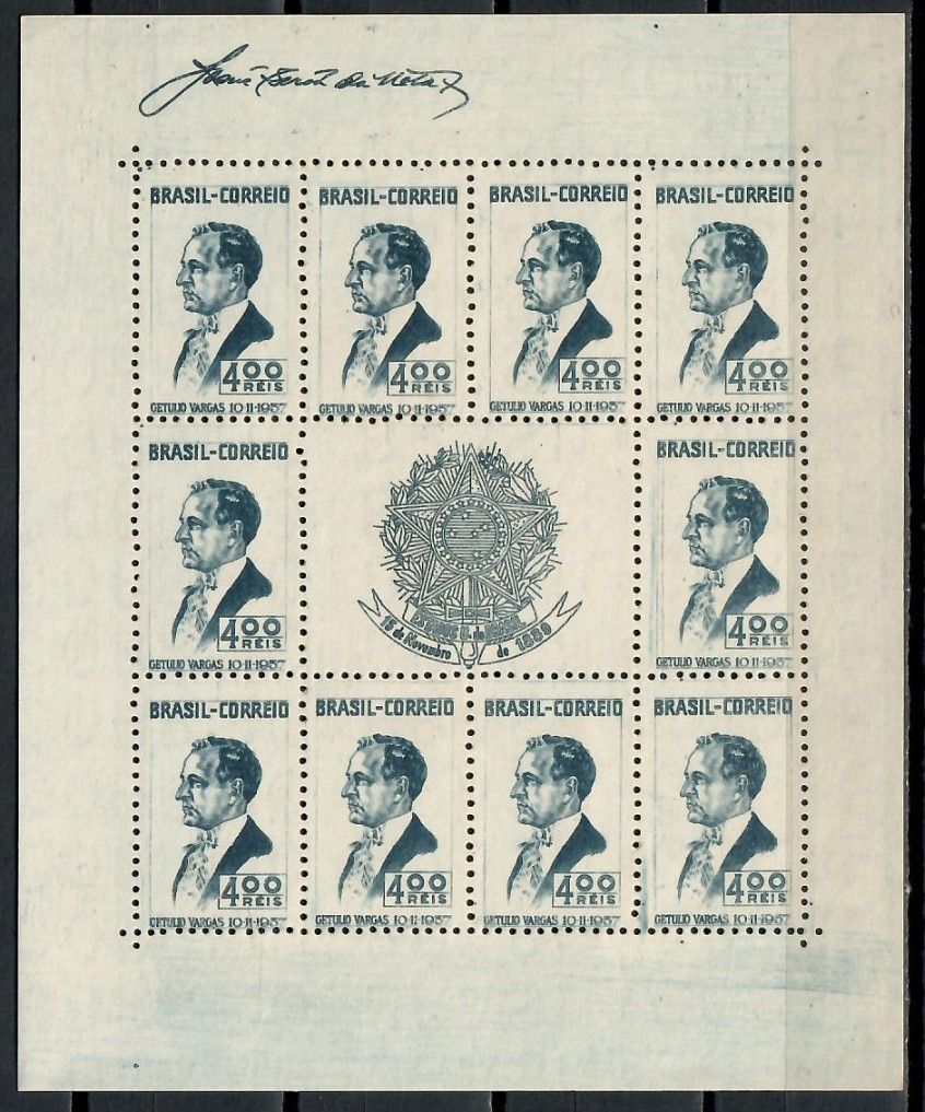 Znaczek Brazylia 1938 Mi bl 2 Z podlepką *