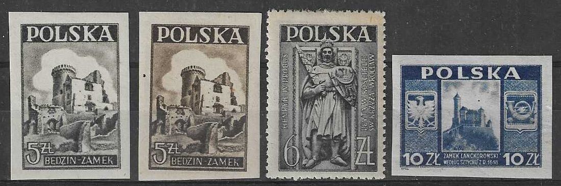 Znaczek Polska 1946 Mi 441a,b-443 Fi 408-410 Z podlepką *