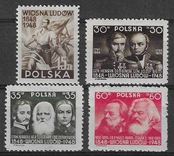 Znaczek Polska 1948 Mi 497-500 Fi 450-453 Z podlepką *