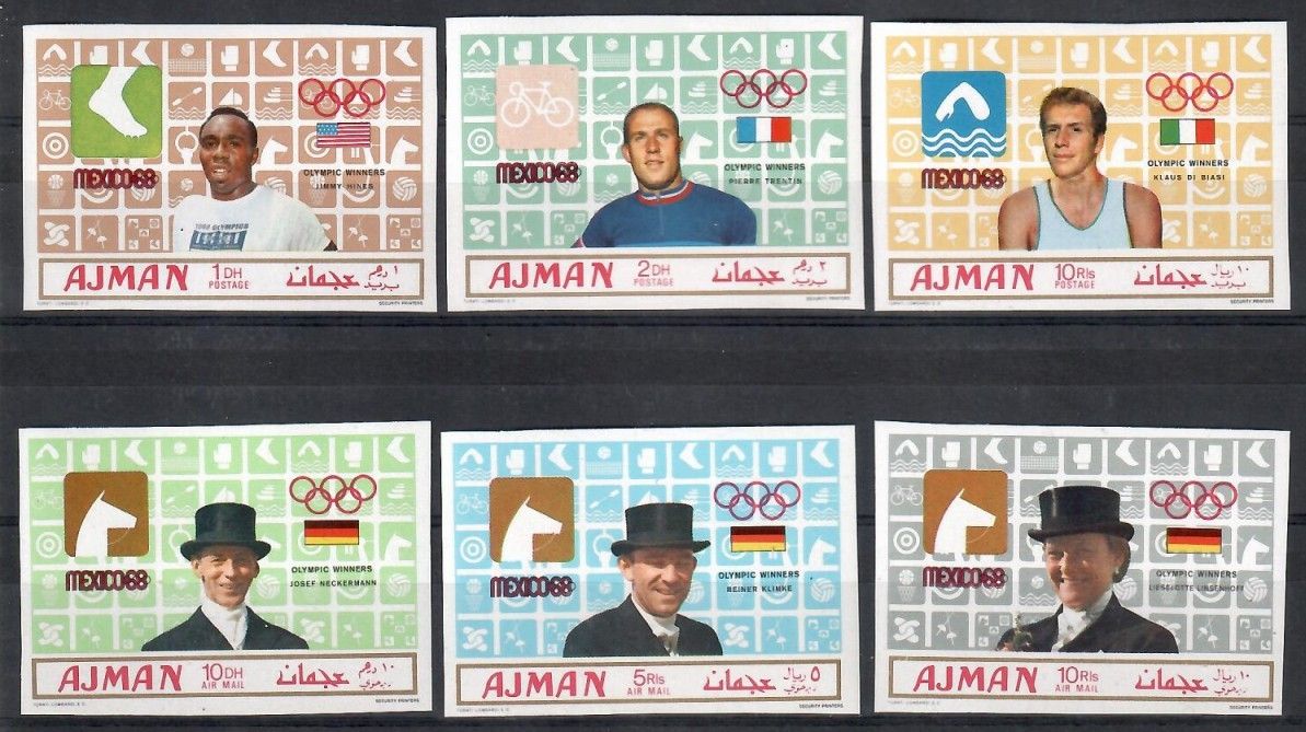 Znaczek Ajman / Adżman 1969 Mi 448-453B Czyste **