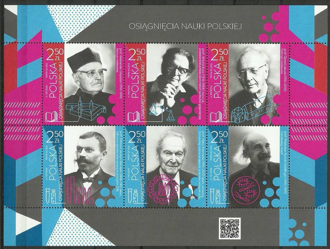 Znaczek Polska 2016 Mi ark 4875-4880 Fi bl 295 Czyste **