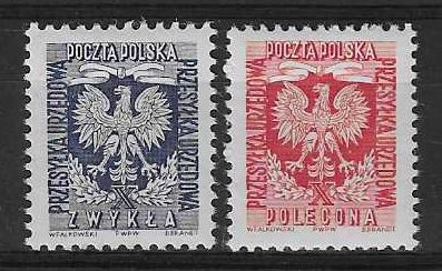 Znaczek Polska 1954 Mi die 27A-28C Fi U23-24 Czyste **