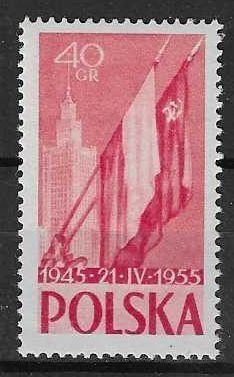 Znaczek Polska 1955 Mi 901A Fi 769b Z podlepką *