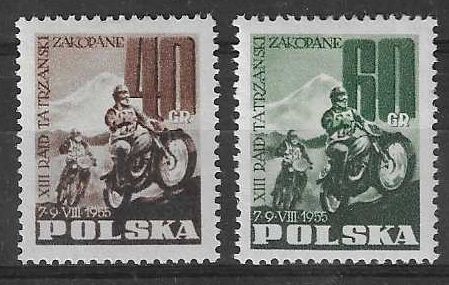 Znaczek Polska 1955 Mi 928-929A Fi 786-787 Z podlepką *