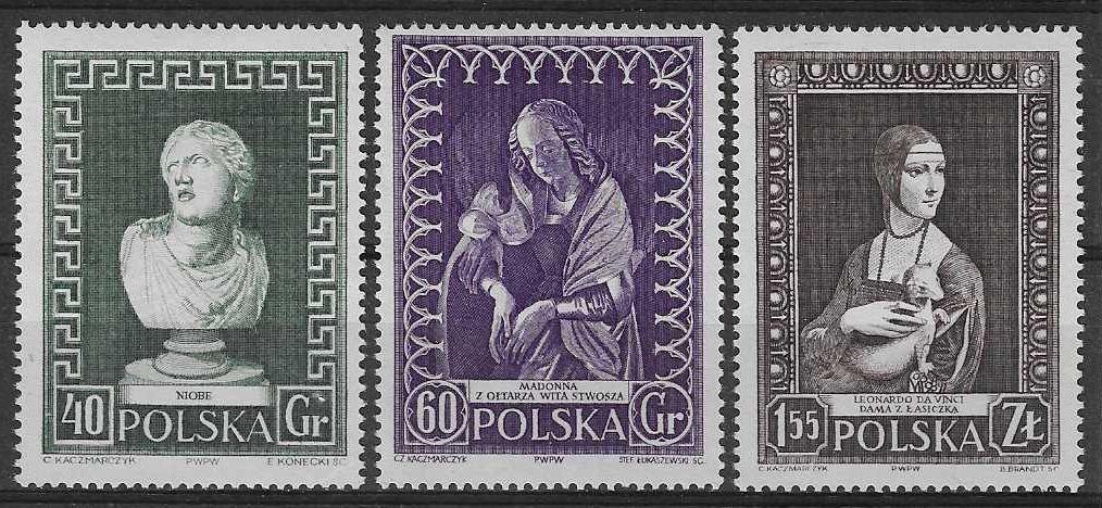 Znaczek Polska 1956 Mi 990-992 Fi 837-839 Z podlepką *