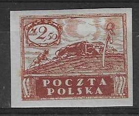 Znaczek Polska 1919 Mi 99B Fi 95A Z podlepką *