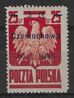 Znaczek Polska 1945 Mi 390II Fi 349 Z podlepką *