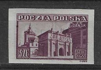 Znaczek Polska 1945 Mi 412B Fi 379A Z podlepką *