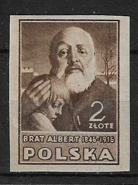 Znaczek Polska 1947 Mi 456B Fi 421A Z podlepką *