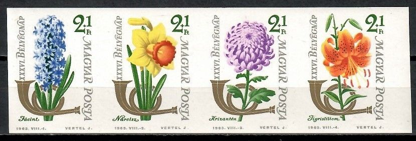 Znaczek Węgry 1963 Mi 1967-1970B Czyste **