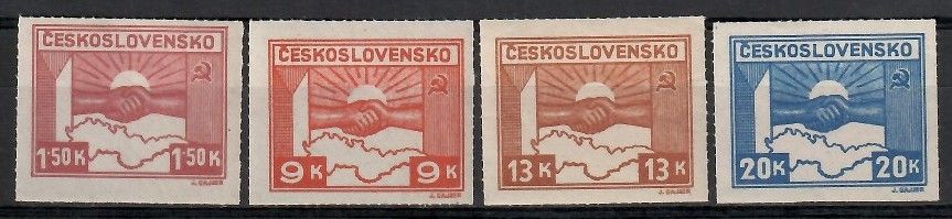 Znaczek Czechosłowacja 1945 Mi 411-414 Czyste **