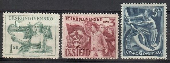 Znaczek Czechosłowacja 1949 Mi 575-577 Czyste **