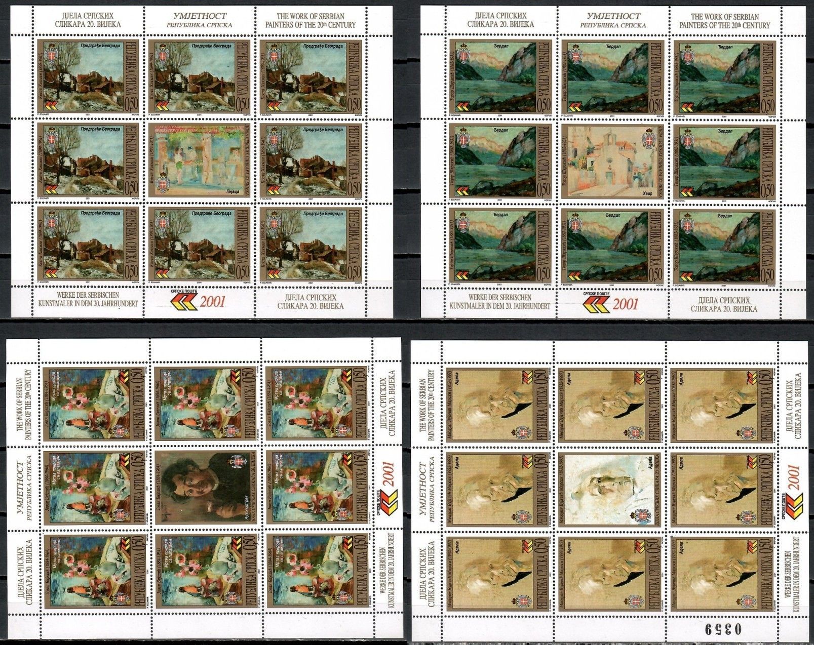 Znaczek Republika Serbska 2001 Mi ark 224-227 Czyste **