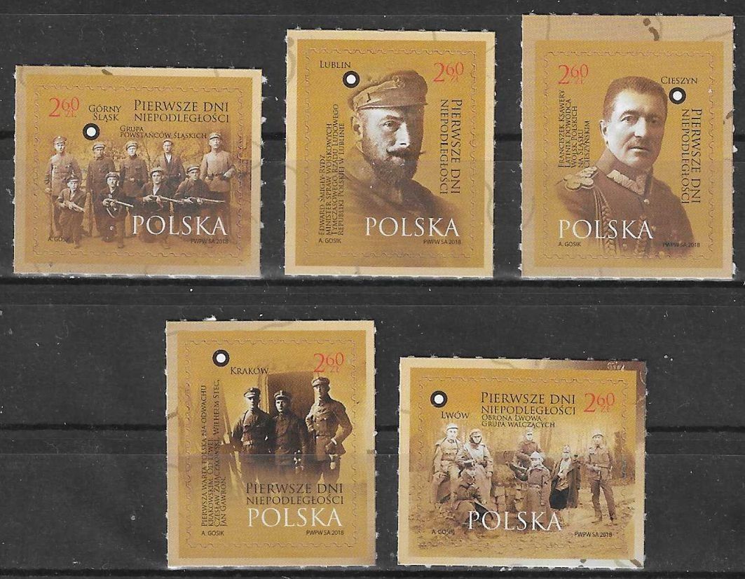 Znaczek Polska 2018 Mi 5035-5039 Fi 4885-4889 Czyste **