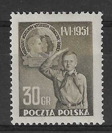 Znaczek Polska 1951 Mi 688 Fi 554 Z podlepką *