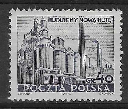 Znaczek Polska 1951 Mi 690A Fi 550 Z podlepką *