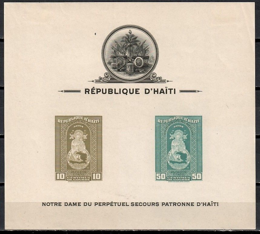 Znaczek Haiti 1942 Mi bl 1B Z podlepką *