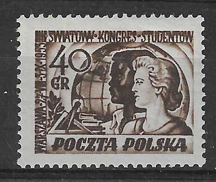 Znaczek Polska 1953 Mi 811 Fi 673 Z podlepką *