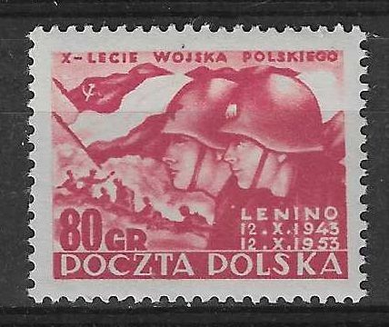 Znaczek Polska 1953 Mi 819A Fi 681 Z podlepką *