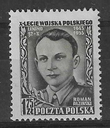 Znaczek Polska 1953 Mi 820 Fi 682 Z podlepką *
