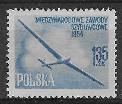 Znaczek Polska 1954 Mi 854aA Fi 714a Z podlepką *