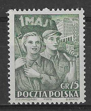 Znaczek Polska 1952 Mi 737 Fi 599 Z podlepką *