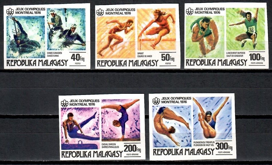Znaczek Madagaskar 1976 Mi 775-779B Czyste **